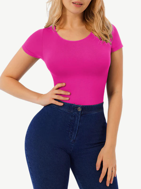 *Seamless One-Piece Short-Sleeved Thong Bodysuit