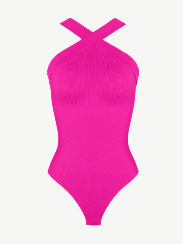*Seamless Crossover Halter Thong Bodysuit