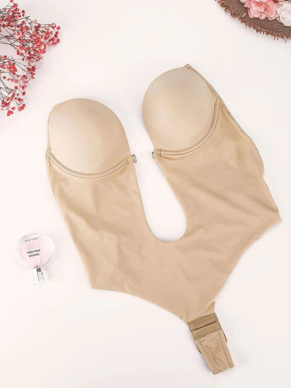 *High Waist 30D Fabric Tummy Control Bodysuit with Nubuck Shoulder Straps