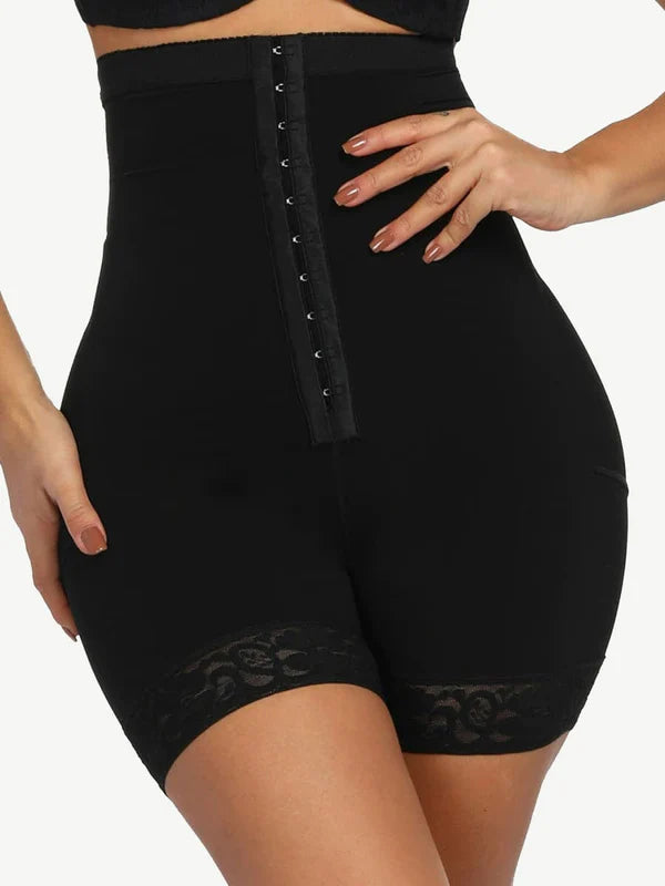 Queen Size High Waist Post-surgical Slimming Shorts Lace Hemline Hooks