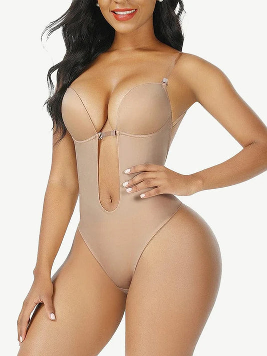 *High Waist 30D Fabric Tummy Control Bodysuit with Nubuck Shoulder Straps